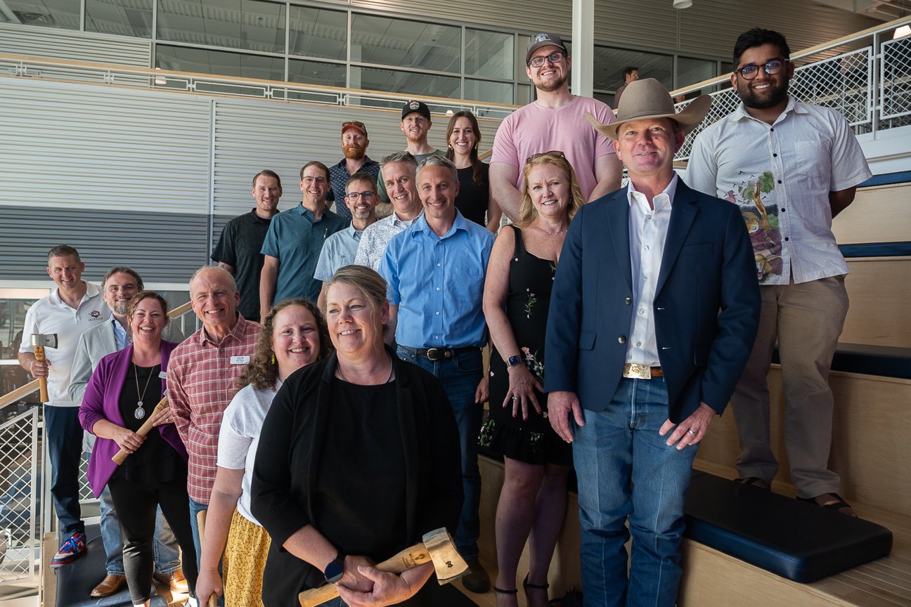Group photo of Wildfire Labs graduates, founders, and team celebrating accelerator program success in Rapid City, SD.